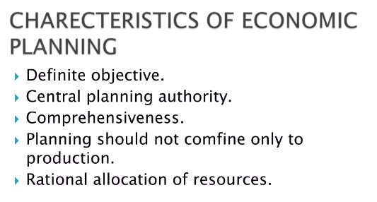 Economic planning characteristics