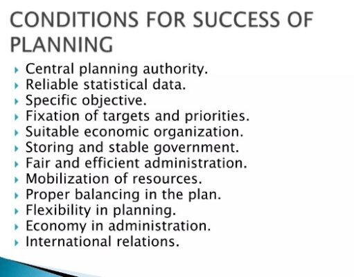 Economic planning conditions for success